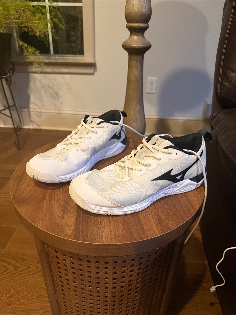 Mizuno White and Black Court Athletic Sneakers